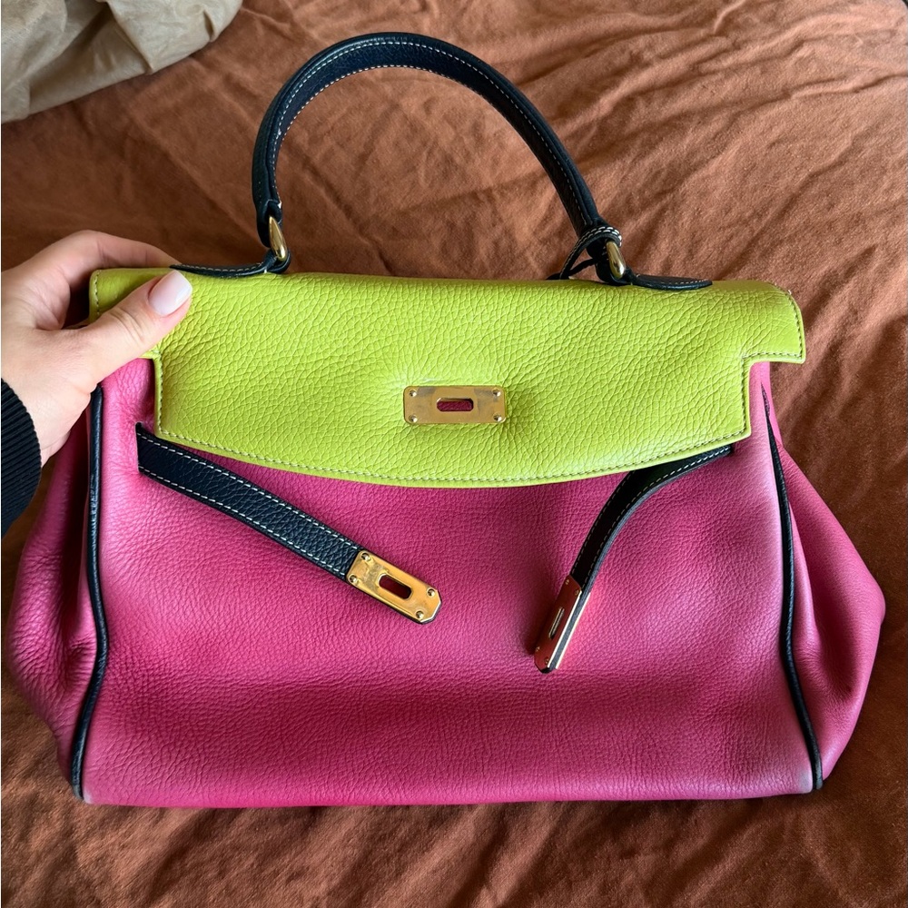 Stylish Pink and Green Women's Handbag